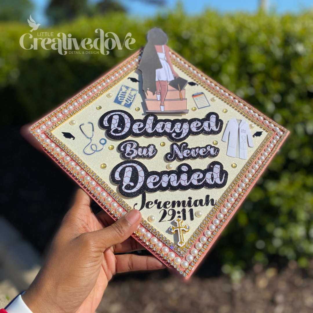 Glitter Graduation Cap WITH Rhinestone Trim