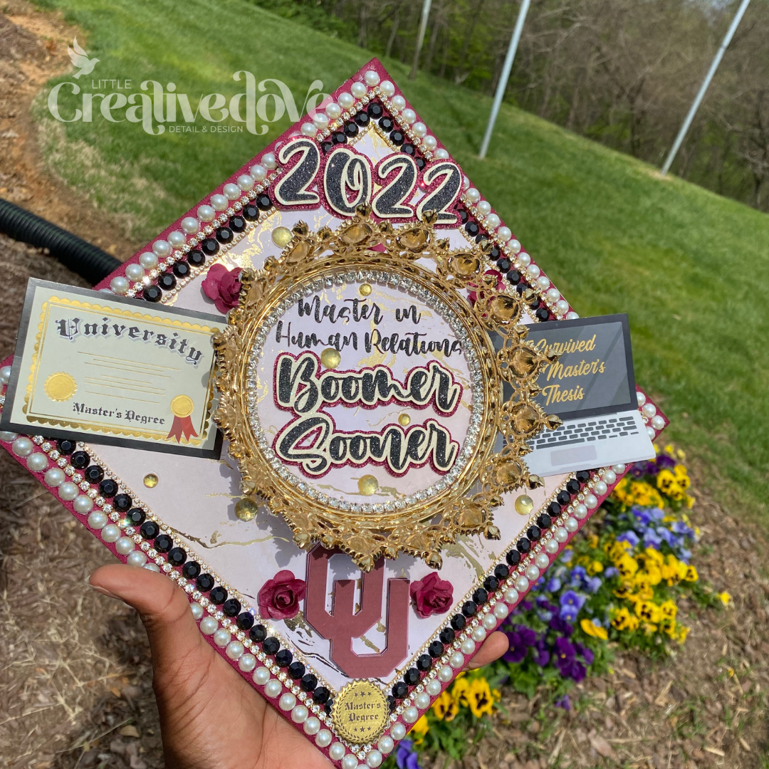 Crown Glitter Graduation Cap WITH Rhinestone Trim