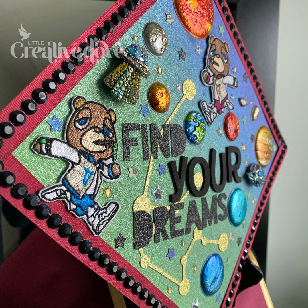 Glitter Graduation Cap WITH Rhinestone Trim