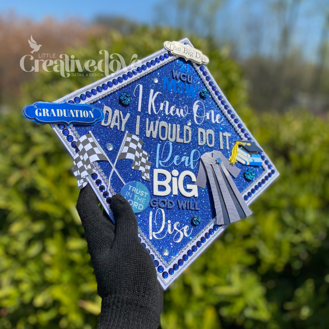 Glitter Graduation Cap WITH Rhinestone Trim