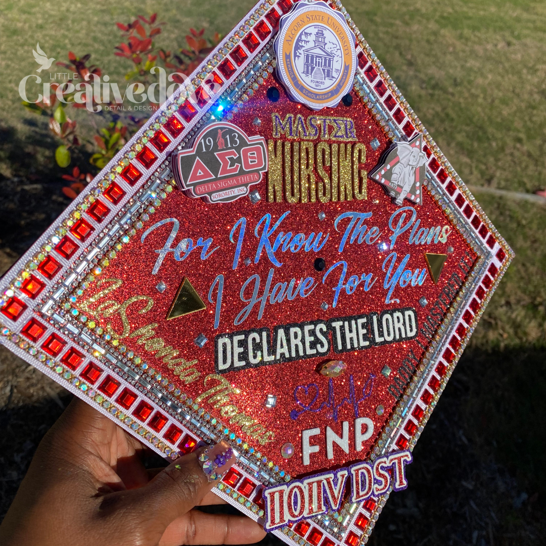 Glitter Graduation Cap WITH Rhinestone Trim