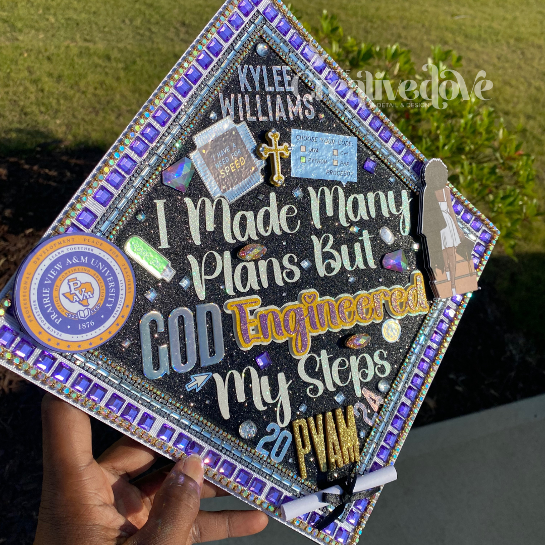 Glitter Graduation Cap WITH Rhinestone Trim