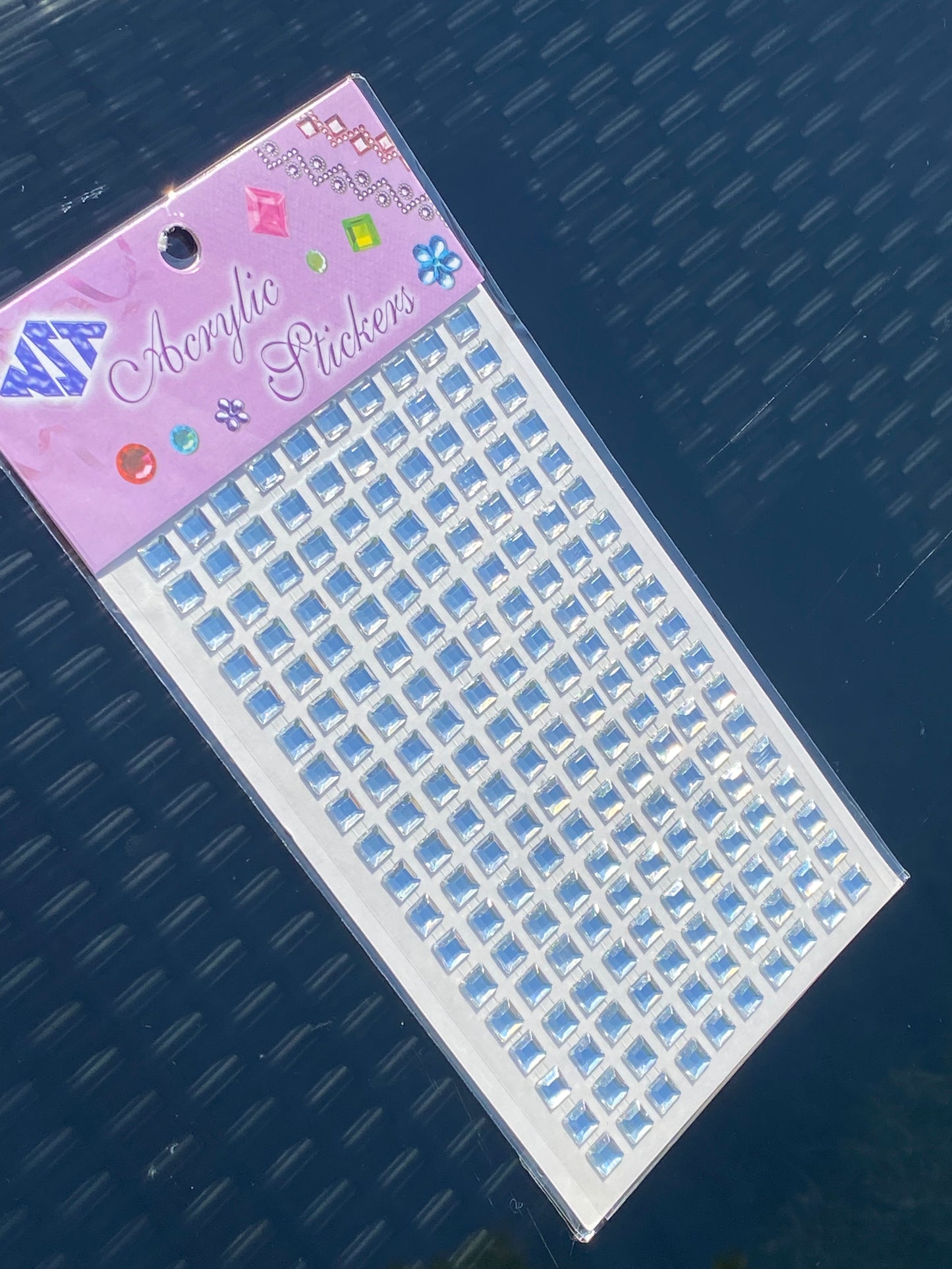 Acrylic Self Adhesive Rhinestone Stickers 6MM Square Shape